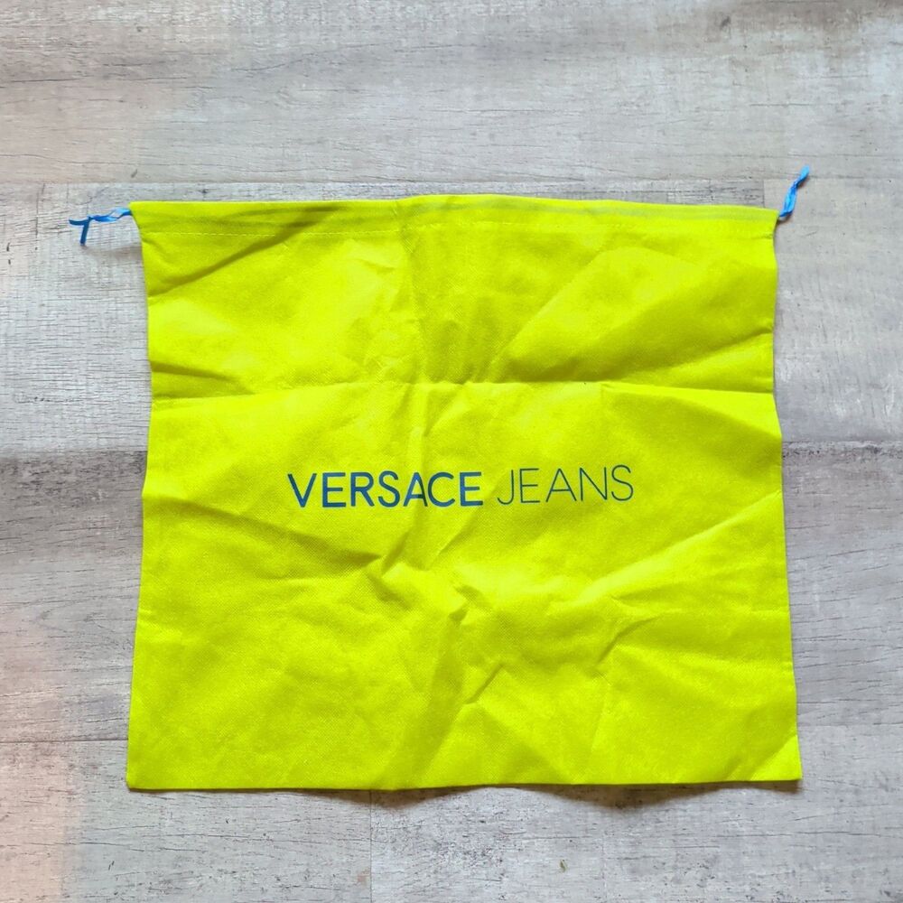 Versace Jeans Neon Yellow Drawstring Dust Bag Handbag Storage Pouch Bright
